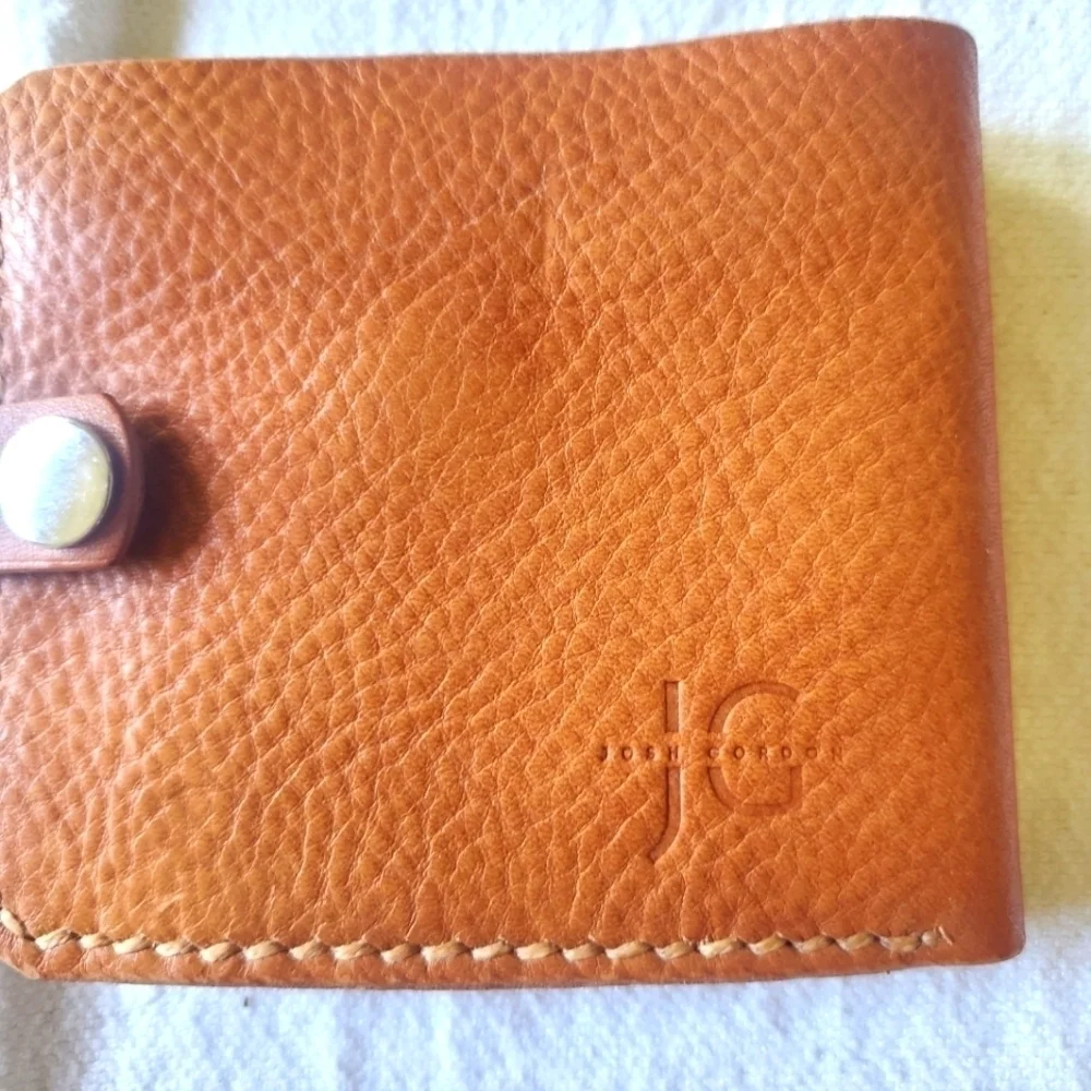 Josh Gordon Italian Leather Full Grain Hand-cut & Hand-Stitch Snap Closur Wallet